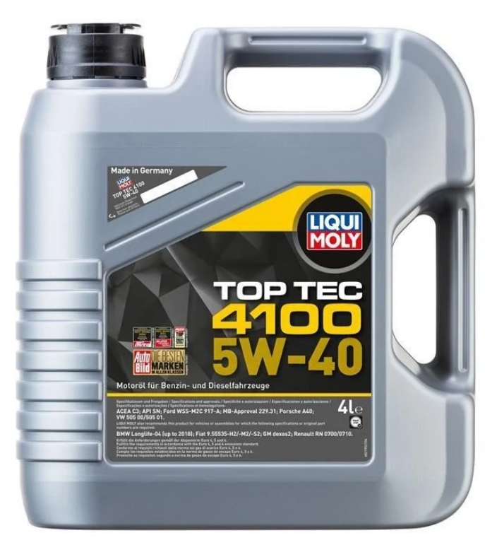 Моторна олива Liqui Moly TOP TEC 4100 5W-40, API SN, ACEA C3, 4л