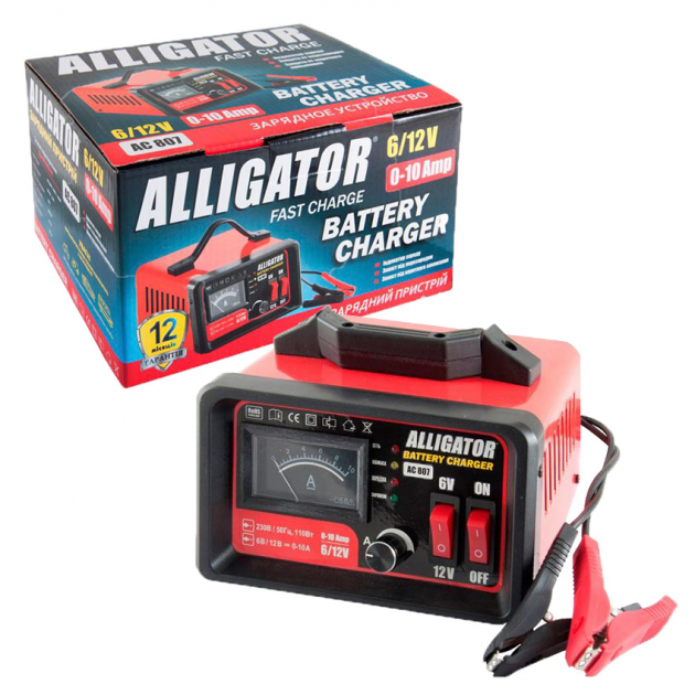Зарядное  устройство ALLIGATOR 6-12В 10А (свинц+гель АКБ до 110 А/ч)
