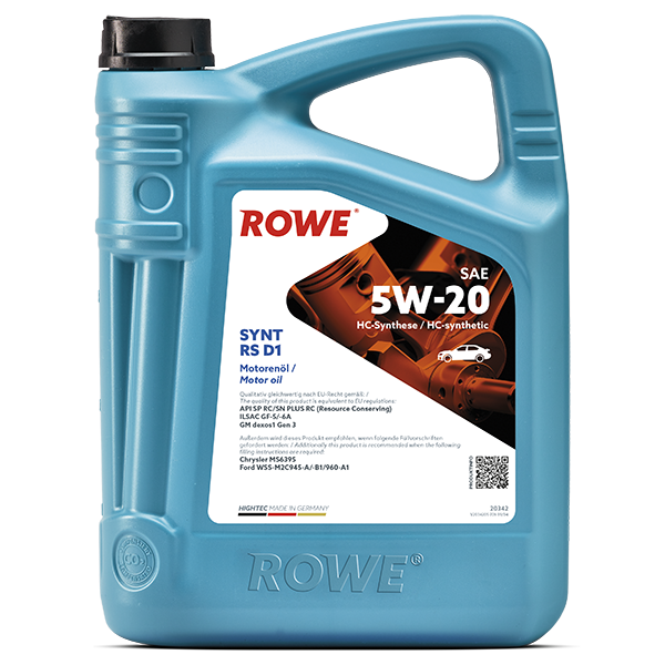 Олива 5W20 HIGHTEC SYNT RS D1 (5L)(WSS-M2C945-A/-B1/960-A1/MS6395/dexos1 Gen 2)(API SP RC/SN PLUS RC