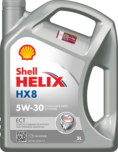Моторне мастило Shell Helix ECT HX8 5W-30 5L, C3, 504.00 / 507.00, MB 229.31 / MB 229.51