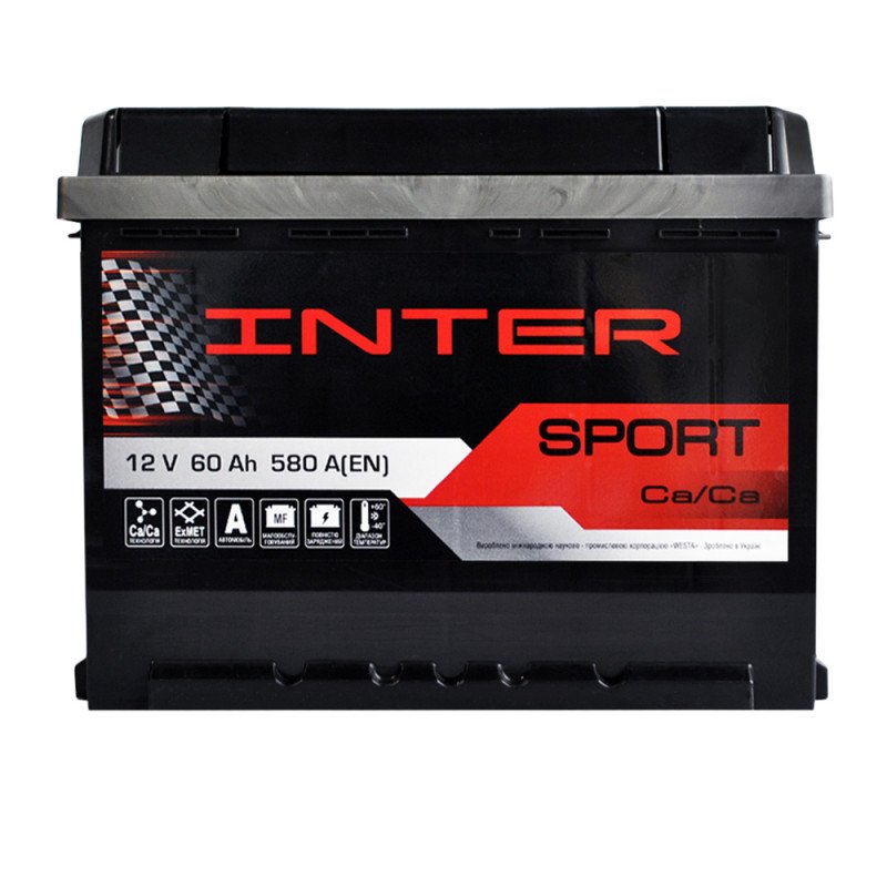 Автомобільний акумулятор INTER Sport 60Ah 580A R+ (L2)