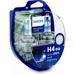 Лампа галогенна Philips Racingvision Gt200 +200% 12В H4 60/55Вт +200% 12342RGTS2