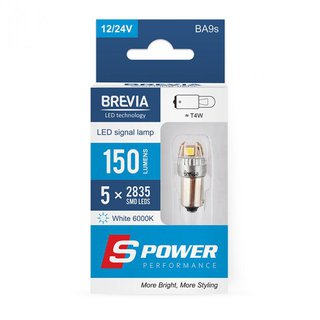 brevia-10219x2 LED автолампа Brevia S-Power T4W 150Lm 5x2835SMD 12/24V CANbus, 2шт