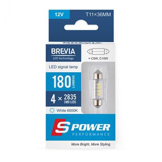 brevia-10214x2 LED автолампа Brevia S-Power C5W (C10W) T11x36 180Lm 4x2835SMD 12V CANbus, 2шт