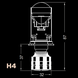 Лампи LED LE-01 H4 H/L 6000K 31W/41W к-т.