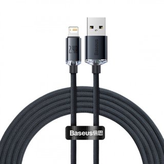 baseus-cajy000101 Кабель Baseus Crystal Shine Series Fast Charging Data Cable USB to iP 2.4A 2m Black